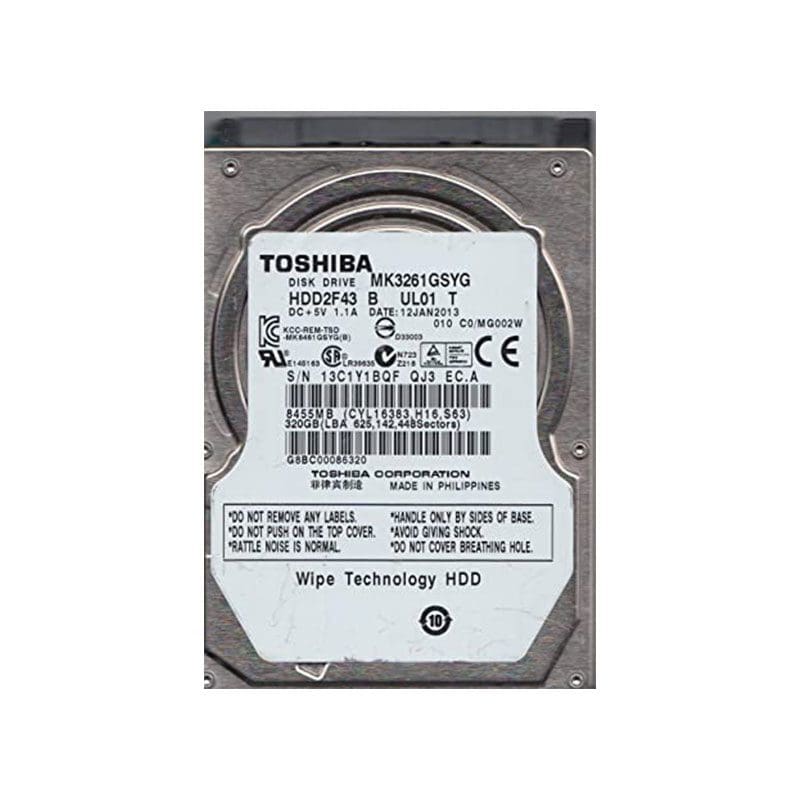 Refurbished MK3261GSYG Toshiba 320GB 7200RPM SATA 3Gbps