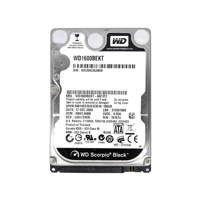WD1600BEKT Western Digital Scorpio Black 160GB SATA Hard Drive