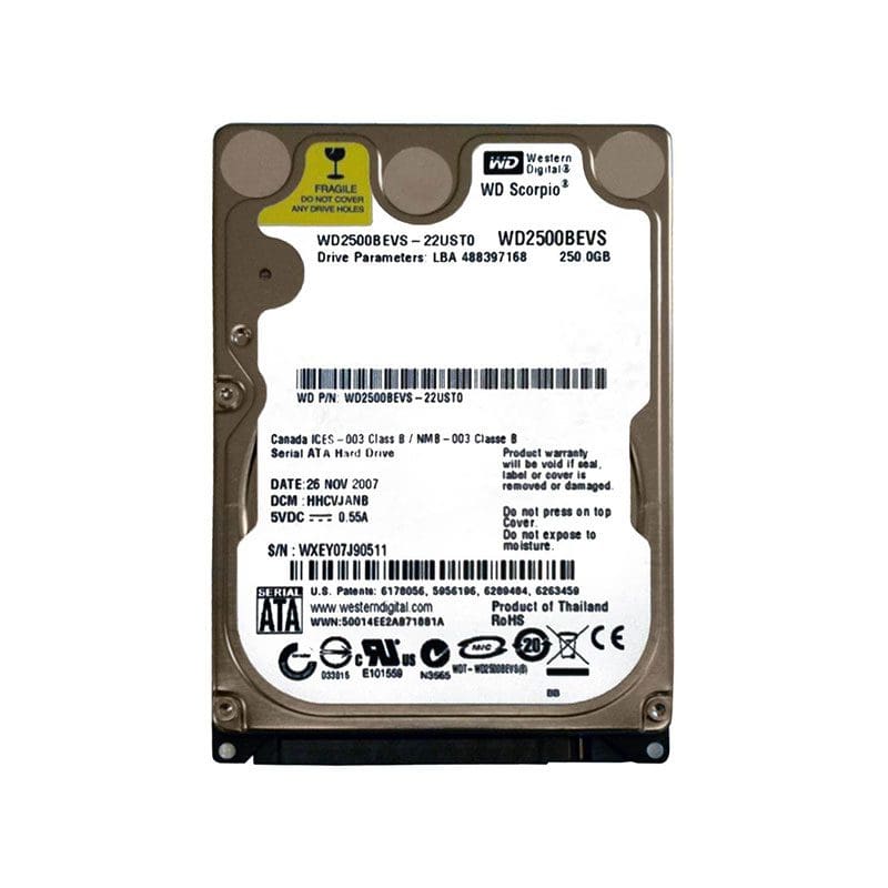 WD2500BEVS Western Digital Scorpio Blue 250GB SATA Hard Drive