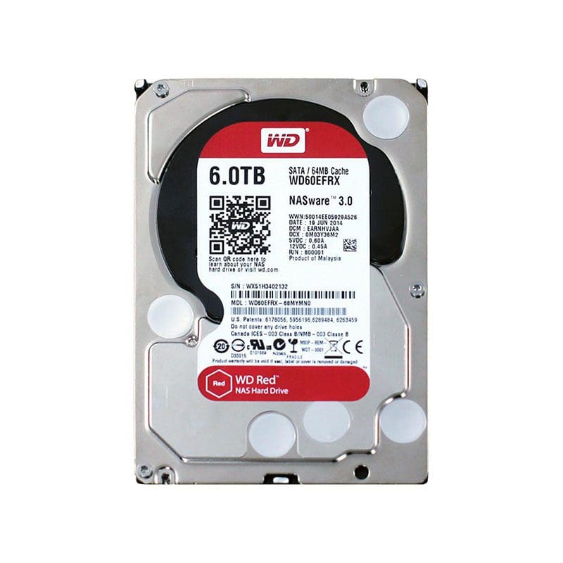 WD60EFRX Western Digital Red 6TB 5400RPM SATA 6Gbps Hard Drive