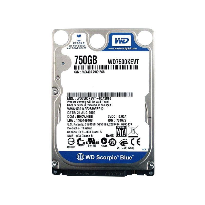 WD7500KEVT Western Digital Scorpio Blue 750GB 5200RPM Hard Drive