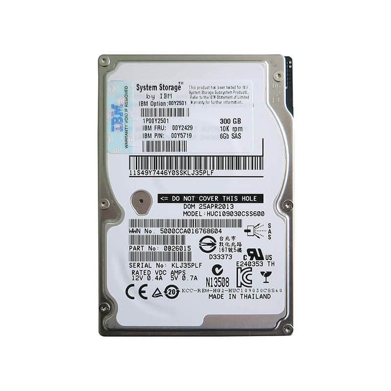 00Y2501 IBM 300GB 10000RPM SAS 6Gbps Hot Swap Hard Drive