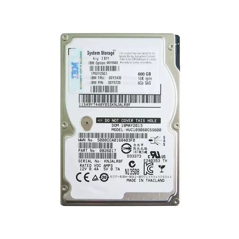 00Y2503 IBM 600GB 10000RPM SAS 6Gbps Hot Swap Hard Drive