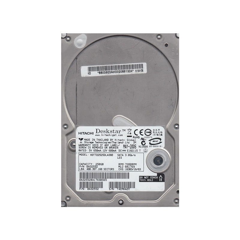 HDT722525DLA380 Hitachi Deskstar T7K250 250GB SATA Hard Drive