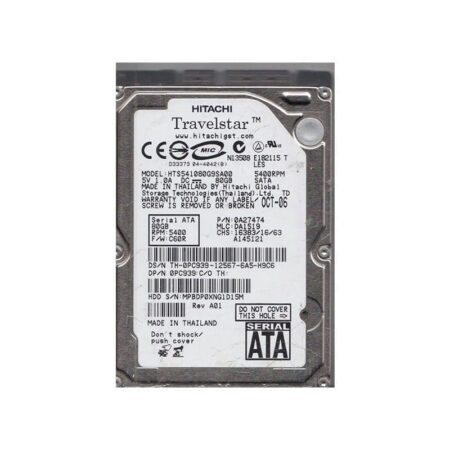 HTS541080G9SA00 Hitachi Travelstar 5K100 80GB SATA Hard Drive