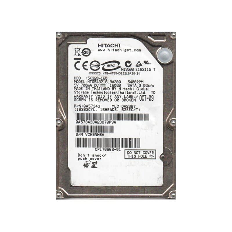HTS543216L9A300 Hitachi Travelstar 5K320 160GB SATA Hard Drive
