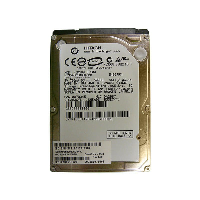 HTS545050B9A300 Hitachi Travelstar 5K500.B 500GB SATA Hard Drive
