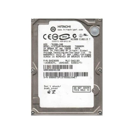 HTS722016K9SA00 Hitachi Travelstar 7K200 160GB SATA Hard Drive