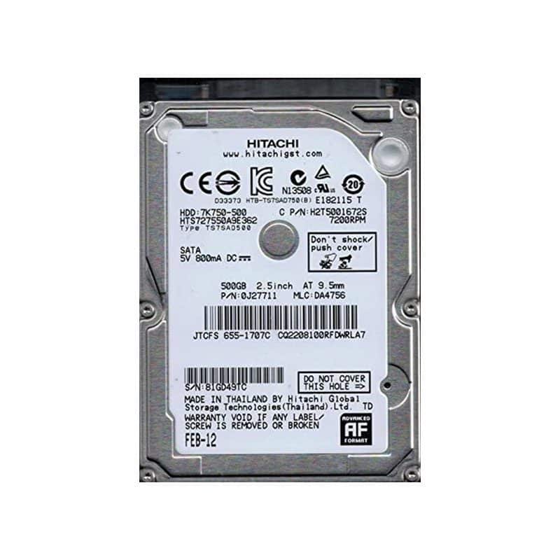 HTS727550A9E362 Hitachi Travel star 7K750 500GB SATA Hard Drive