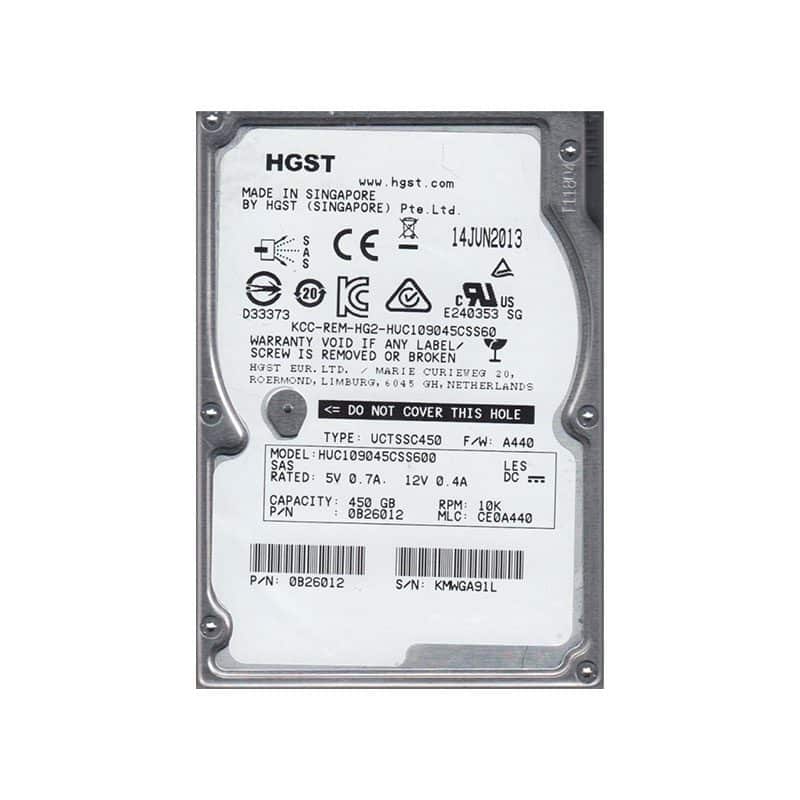 HUC109045CSS600 HGST Ultrastar C10K900 450GB SAS Hard Drive