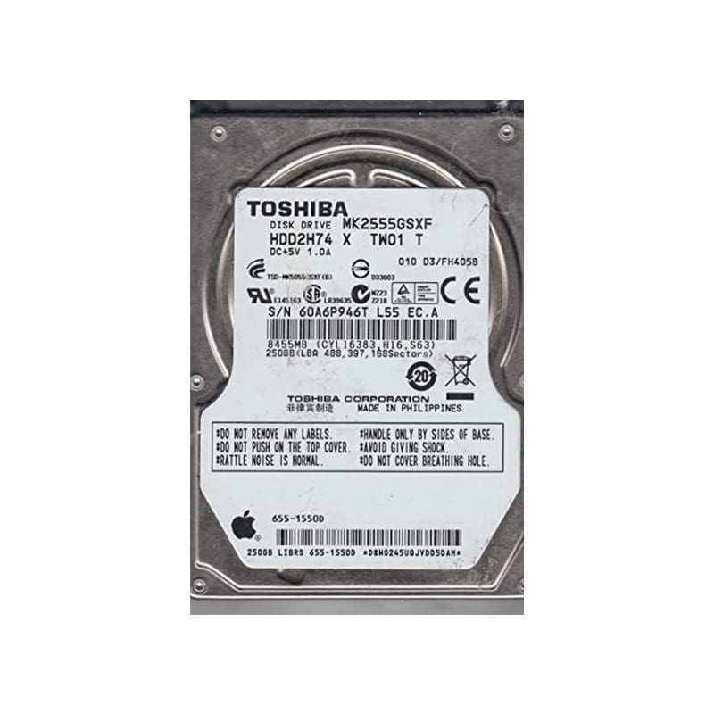 MK2555GSXF Toshiba 250GB 5400RPM SATA 3Gbps Hard Drive