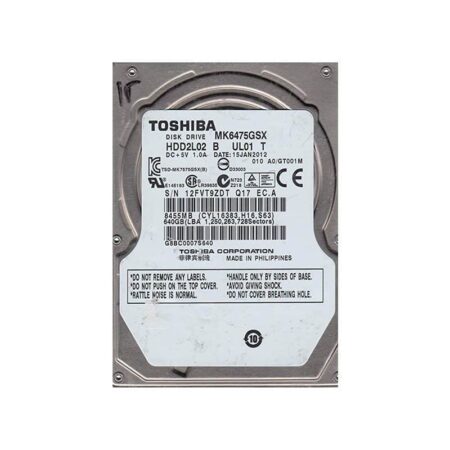 MK6475GSX Toshiba 640GB 5400RPM SATA 3Gbps Hard Drive