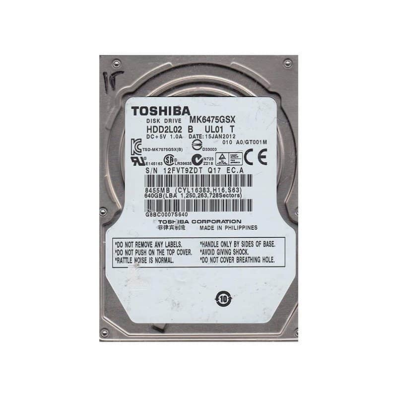 MK6475GSX Toshiba 640GB 5400RPM SATA 3Gbps Hard Drive