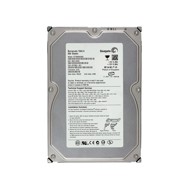 ST3250823AS Seagate Barracuda 7200.8 250GB SATA Hard Drive